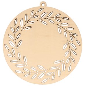 Medallón de madera para colgar Christmas corona de hojas