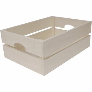 Caja listonada con asas de madera para decorar
