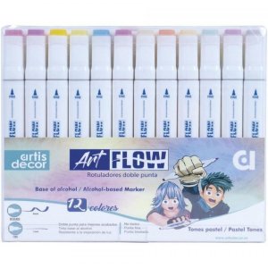 Set 12 rotuladores al alcohol Art Flow Artis Decor tonos pastel