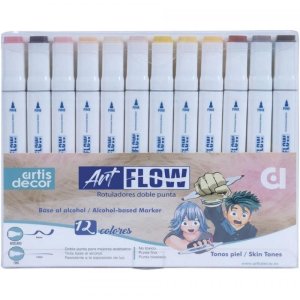 Set 12 rotuladores al alcohol Art Flow Artis Decor tonos piel