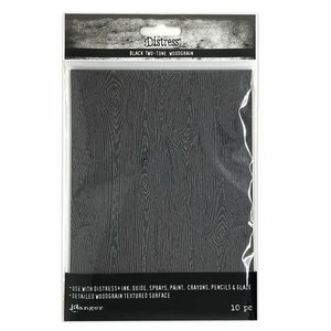 Ranger Distress Woodgrain Cardstock Black 10 sheets