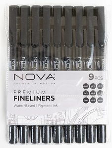 Set de rotuladores Premium Fineliners Nova Black Basics 9 pcs