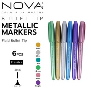 Set de rotuladores metálicos Nova 6 pcs Metallic Markers