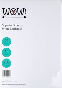 WOW Superior Smooth White Cardstock A4 20 hojas especial estampación