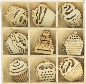 Figuras de madera Cupcakes