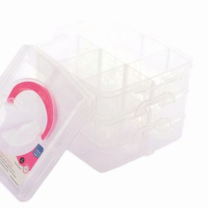 Caja para organización con 3 bandejas apilables y 18 huecos