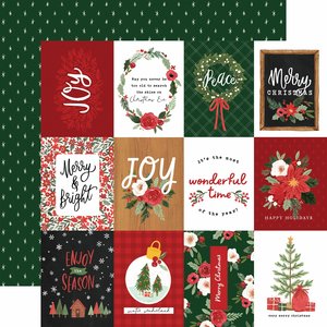 Papel 12x12" Carta Bella Happy Christmas 3X4 Journaling Cards