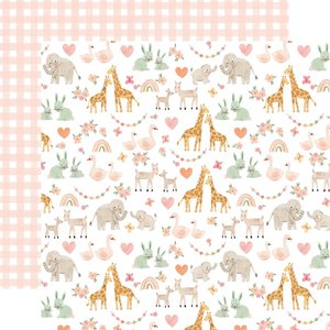 Papel 12x12" Welcome Baby Girl Baby Animals