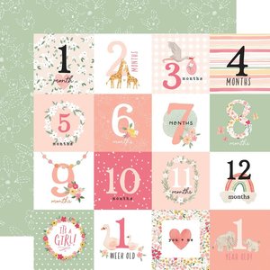 Papel 12x12" Welcome Baby Girl Milestone Journaling Cards