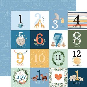 Papel 12x12" Welcome Baby Boy Milestone Journaling Cards