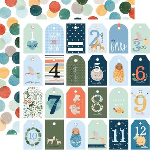 Papel 12x12" Welcome Baby Boy Boy Tags