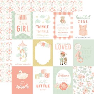 Papel 12x12" It's a Girl 3"X4" Journaling Cards