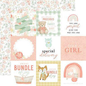 Papel 12x12" It's a Girl 4"X4" Journaling Cards