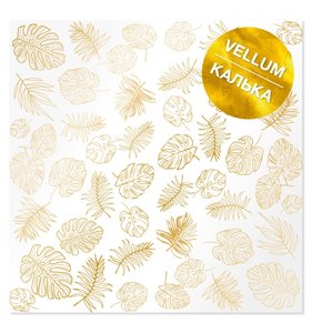 Vellum 12x12" Gold Foil Tropical Leaves