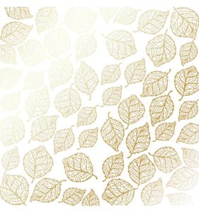 Papel Emboss Gold Foil Leaves White