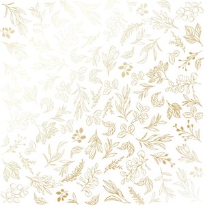 Papel Emboss Gold Foil Branches White