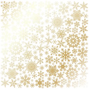 Papel Emboss Gold Foil Snowflakes White