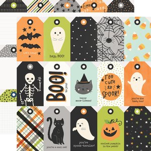 Papel 12"x12" Spooky Nights Tags