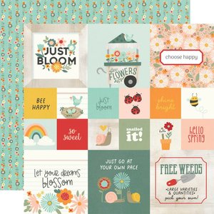 Papel 12x12" Full Bloom Simple Stories 2X2" & 4X4" Elements