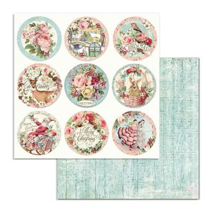 Papel 12x12" Stampería Pink Christmas Rounds