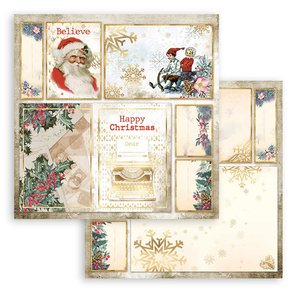 Papel 12x12" Stampería Romantic Christmas Cards Santa Claus