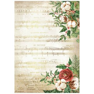 Papel de arroz A4 Stampería Romantic Home for the holidays musica