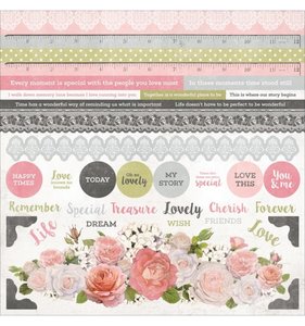 Hoja de pegatinas 12x12" Cottage Rose