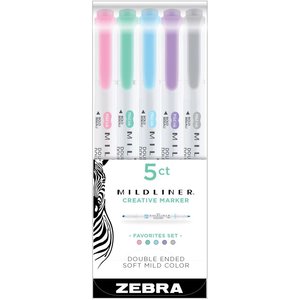 Zebra Mildliner Double Ended Highlighters Pastel Cool 5 pcs