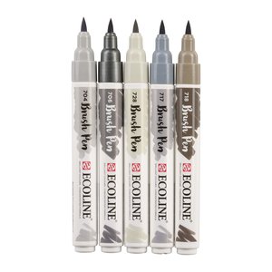 Set Ecoline Brush Pen 5 pk Grey