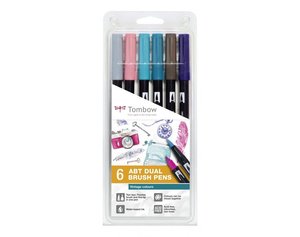 Set 6 rotuladores Tombow Dual Brush Vintage Colors