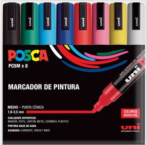 Set Rotuladores POSCA PC-5M punta media 2.5 mm Basic 8 pcs