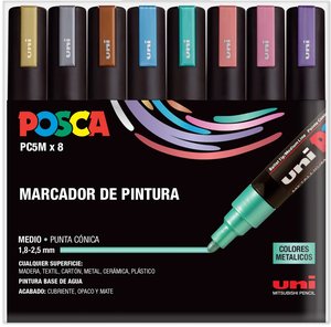 Set Rotuladores POSCA PC-5M punta media 2.5 mm Metal 8 pcs