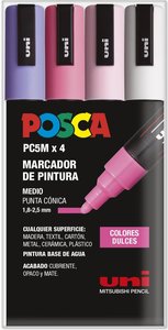 Set Rotuladores POSCA PC-5M punta media 2.5 mm Colores Dulces 4 pcs