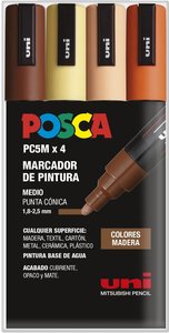 Set Rotuladores POSCA PC-5M punta media 2.5 mm Colores Madera 4 pcs