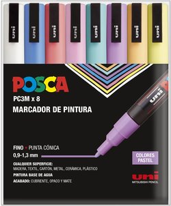 Set Rotuladores POSCA PC-3M punta fina 1.3 mm Pastel 8 pcs