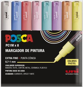 Set Rotuladores POSCA PC-1M punta extra fina 0.7-1 mm Pastel 8 pcs