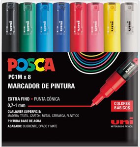 Set Rotuladores POSCA PC-1M punta extra fina 0.7-1 mm Basic 8 pcs