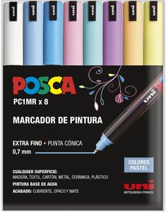 Set Rotuladores POSCA PC-1MR punta extra fina 0.7 Pastel 8 pcs