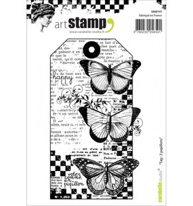 Sello Carabelle tipo Cling A6 Tag Butterflies