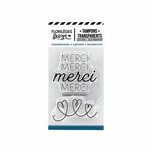 Set de sellos acrílicos Florilèges MERCI DE TOUT COEUR