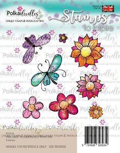 Sello PolkaDoodle Flowers and Butterflies