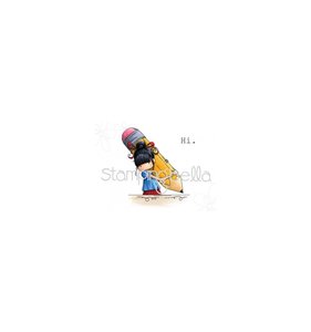 Sello de caucho Stampingbella Tiny Townie Penelope has a pencil