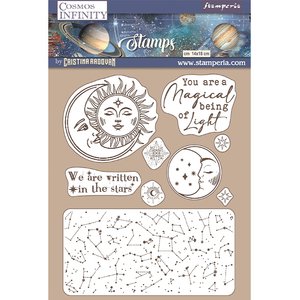 Sellos tipo Cling Stampería Cosmos Infinity sol y luna