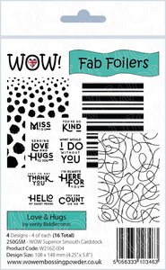 WoW Fab Foilers Hojas de transferencia para Minc Love & Hugs 16 pcs