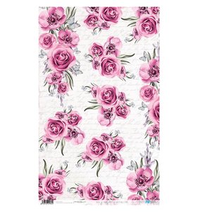 Papel de arroz 54x33 Roses and writtings pink