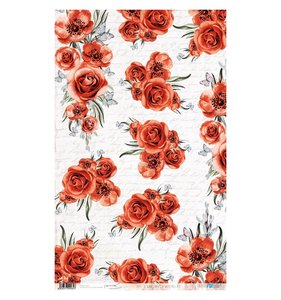 Papel de arroz 54x33 Roses and writtings red
