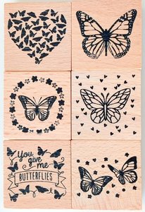 Set con 6 sellos de madera Dovecraft Butterflies