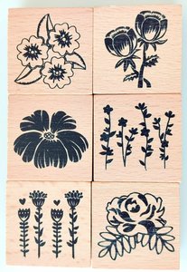 Set con 6 sellos de madera Dovecraft Flowers