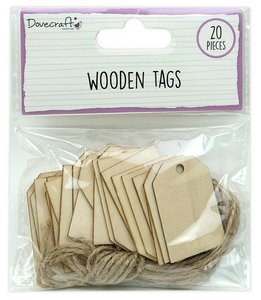 Mini etiquetas de madera Dovecraft Essentials Wooden Tags 20 pcs
