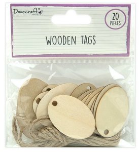 Mini etiquetas de madera Dovecraft Essentials Wooden Oval Tags 20 pcs